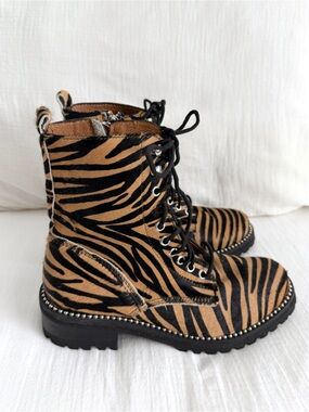 Aqua Jax Studded Tiger Print Hiker Combat Boots